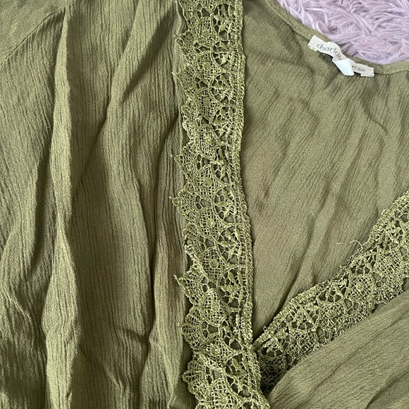 Charlotte Russe Olive Green Lace Trim Romper - Picture 7 of 7